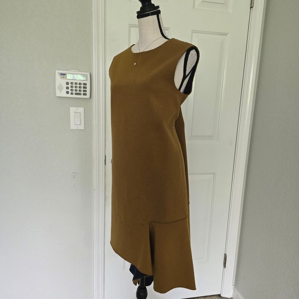 PortsPure Designer Wool Blend Colorblock Dress Asymmetrical Midi Minimalist Luxe - Picture 7 of 16
